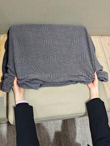 1件纯色高弹力可拆卸可水洗沙发座垫套，适用于客厅涤纶沙发座垫和靠背套 - 深灰色 - 查看 8