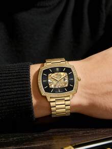 Fossil 独家限量版 LE1218：Nick Jonas 设计的金色自动腕表，矿物水晶表镜，50 米防水 - 黑色 - 查看 3