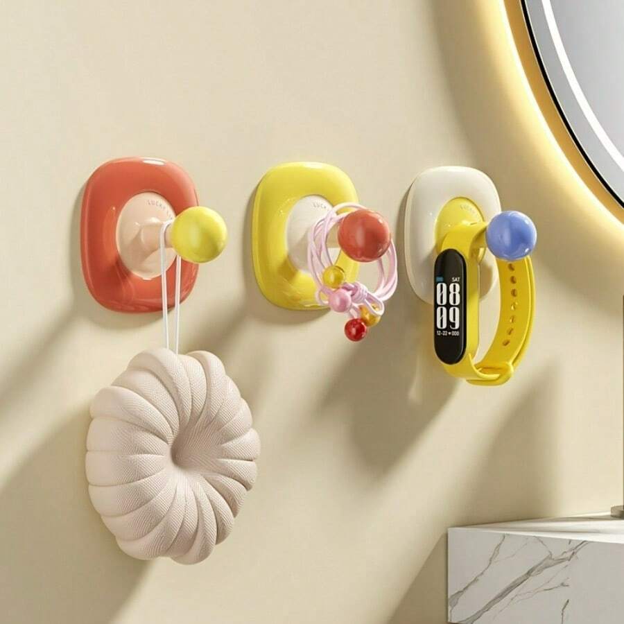 4pcs Dopamine Flower No - Drill Hooks | Entry Door Key Holder, Bathroom Towel Rack | Heavy - Duty Coat Hooks (Ins Style, Multi - Scene Use), Utility Hooks - Multicolor - View 1