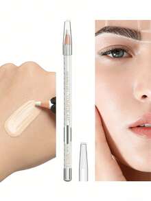 2pcs White Waterproof Eyebrow Positioning Marker Tool, Suitable For Eyebrow And Lip Skin, White Eyebrow Tattoo Skin Marking Pen Tool Accessory With Measurement Scale - White - View 2