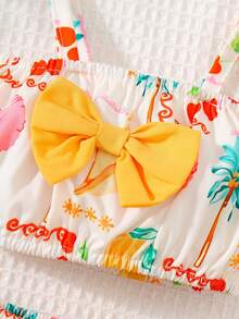 3pcs/Set Baby/Baby GirlCasual Cute Plaid Print Camisole, Tube Top And Panties Set With Hat - Multicolor - View 3