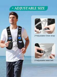 Colete de Corrida Ultra Leve com Tiras Reflexivas e Design de Armazenamento Multibolsos, Mochila de Hidratação para Homens e Mulheres, Tecido de Malha Respirável, Colete de Hidratação para Maratona, Trilha, Ciclismo, Caminhada, Exercício ao Ar Livre, Equipamento e Acessórios de Corrida - Preto - Visão 2