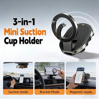 Giá đỡ điện thoại từ tính 3 trong 1 với công nghệ MagSafe, chân đế ba chân xoay 360°, kèm vòng lắp đặt, phù hợp với mọi loại điện thoại, bao gồm vòng sắt để tăng cường lực hút từ tính, lý tưởng cho bảng điều khiển ô tô, phòng tập thể dục, nhà bếp, văn phòng và khu vực học tập.