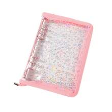 Cuaderno de hojas sueltas A5, planificador con cierre de cremallera transparente de 6 anillos extraíble con brillo de cielo estrellado láser - Libro de hojas sueltas - Ver 4