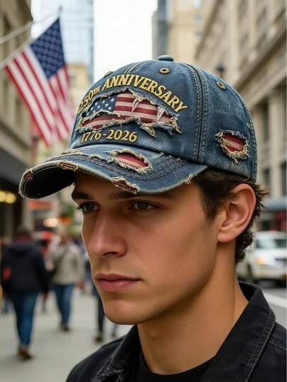 1 pieza Gorra casual con bordado 3D del 250 aniversario de EE. UU., Edición patriótica 1776-2026, versión tradicional de la prenda de cabeza estadounidense conmemorativa, regalo para patriotas y veteranos, gorra de béisbol bordada de alta calidad y ajustable