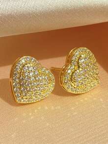 3 Pairs Delicate Pearl Stud Earrings, Zirconia Earrings, Unique Heart & Tulip Design Earrings, Versatile For Work And Daily Wear - Multicolor - View 7