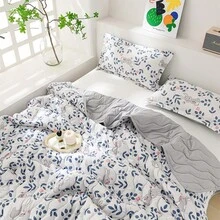 Lightweight Summer Quilt, Air Conditioning Quilt, Cooling Blanket, Single/Double Bed, Breathable Summer Comforter, Suitable For Camping & Hiking, Perfect Gift For Back To School Season, No Pillow Case Or Inner Filling Included - Black and White - View 4