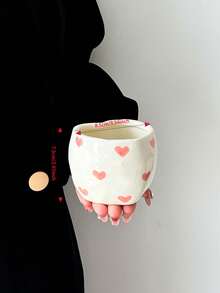 1 chiếc cốc cà phê gốm hình trái tim, thiết kế tối giản dễ thương, cốc gốm dùng đựng cà phê, trà, sữa, nước ép, nước uống, đồ uống làm quà tặng - Nhiều màu - Xem 3