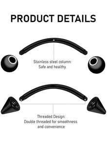 32件套眉部穿孔饰品套装，包括竖唇环、唇部穿孔饰品、眉环、医用钢弯杆、竖唇钉、唇部饰品、耳环、螺旋贝壳、雏菊 - A - 查看 3