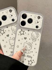 SANRIO Ốp lưng điện thoại Hello Kitty họa tiết trái tim sao, chất liệu da, kiểu dáng mỏng, tương thích với iPhone 17 Pro Max/16 Pro Max/Plus/15 Pro Max/14 Pro Max/13 Pro Max/12 Pro Max/11 Pro, ốp bảo vệ điện thoại hoạt hình tối giản thời trang dễ thương dành cho bé gái. - Nhiều màu - Xem 3