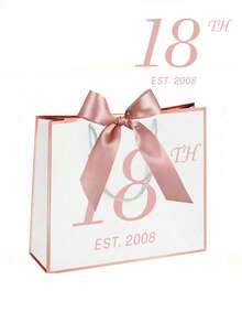 30/40/50/60/70th Anniversary Gift Elegant Black & Gold Paper Bag With Bow, Suitable For Men & Women, Anniversary Party Gift Packaging, 40th Anniversary Party Decor - Multicolor - View 12