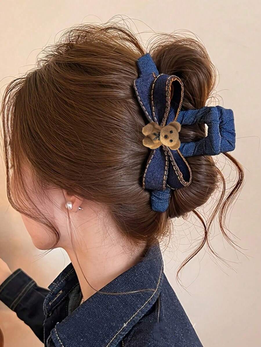 1个UACIFE女士蝴蝶结发夹 - 大号蓝色蝴蝶结发饰,适合各种发质,法式简约设计,适合情人节和生日派对佩戴,可爱发夹,派对发饰,优雅发饰,耐用发饰,适合日常扎马尾,女士配饰,女士发饰,送给朋友的最佳生日礼物 - 彩色 - 查看 1