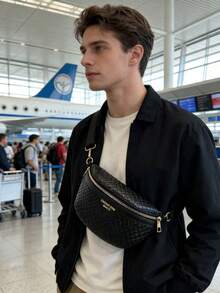 Túi đeo chéo/đeo vai nam kiểu dáng tối giản thường ngày - màu đen - Xem 5