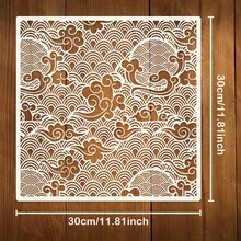 Reusable Cloud Shaped Stencil Template, Suitable For DIY Wall Art, Scrapbooking And Embossing - Durable PET Plastic, Easy To Use 11.8 Inch X 11.8 Inch Template - A - View 4