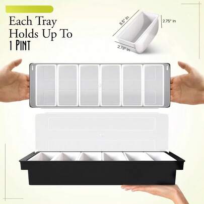 Estación de Aderezos Ldq de 6 Compartimentos con Tapa, Plástico Duradero, No Eléctrica - Perfecta para Bares, Heladerías, Barras de Ensaladas | Suministro Esencial para Bartendería y Restaurantes 1pc Caja de Condimentos Fríos, Bandeja de Condimentos para Chef de Cócteles, Accesorios de Bar -6 Estaciones de Decoración Refrigeradas, Bandeja de Hielo para Bar con Tapa, Contenedor de Frutas, Ensaladas, Aperitivos, Salsas, Suministros de Cocina, Suministros de Bar, Suministros para Fiestas, Esenciale