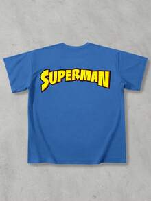 Strevion OBM Men X SUPERMAN Áo thun nam ngắn tay cổ tròn in họa tiết kim cương Superman tối giản, thích hợp cho mùa hè. - Xanh đậm - Xem 3