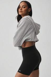 Alo Yoga Alo Sweet Escape Zip Up Hoodie Designed For A Cropped Fit Women's Athletic Heather Grey W3859r - 灰色 - 查看 3