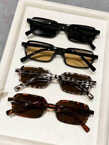 4 piezas Gafas de mujer de estilo moderno y sencillo con marco completo de plástico multicolor, accesorios de moda casual para mujer, esenciales para volver a la escuela, lectura y negocios - Multicolor - Ver 2
