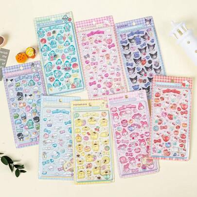 手工装饰贴纸，适合儿童、办公室和学校装饰，可用作笔记本贴纸、账簿贴纸、行李箱贴纸、吉他装饰贴纸、激光贴纸，也适合作为圣诞礼物和圣诞装饰品赠送亲朋好友，随机日本动漫人物高级贴纸