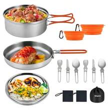KingCamp - Juego de Utensilios de Cocina de Acero Inoxidable 17/25 Piezas Juego de Utensilios de Cocina para Acampar Senderismo Picnic - PLATA17PCS - Ver 8