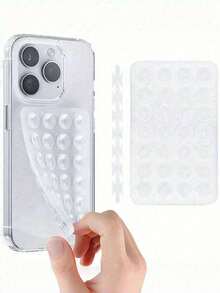 1pc Silicone Phone Sticky Grip Handle, Suction Phone Case Stand, Hands-Free Sticky Phone Handle For Selfie And Video, Mobile Finger Grip Stand - Multicolor - View 13