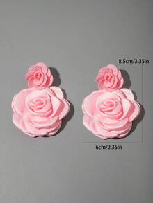 imoli 1 Pair Bohemian Style Polyester Faux Rose Flower Earrings, Suitable As Gift For Women On Beach Vacation - Multicolor - View 11