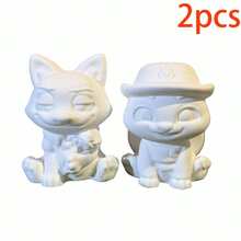Miniso 名创优品疯狂动物城尼克和朱迪DIY石膏彩绘摆件，3D未上色白色石膏娃娃，涂鸦手工装饰，适合家居装饰和桌面摆放，生日、圣诞节、新年派对送给家人和朋友的完美礼物 - 多色 - 查看 8