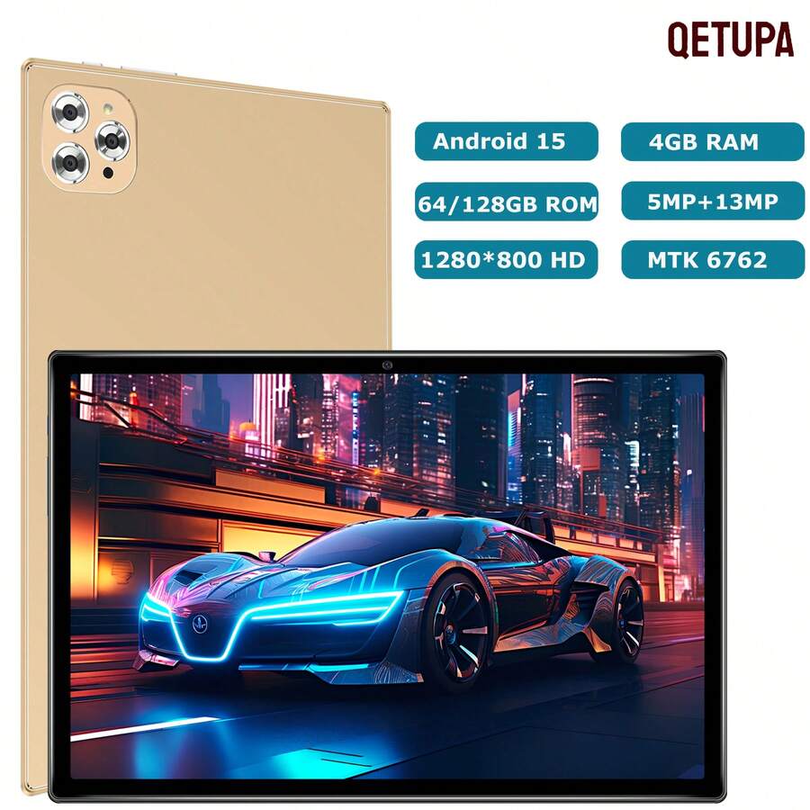 Qetupa M9-4 10.1 吋 Android 13 平板電腦，4GB RAM（可擴充 4GB RAM）+64GB ROM / 4GB RAM（可擴充 4GB RAM）+128GB ROM，MTK 6762 八核心 2.0GHz 處理器，HD (1280x800) IPS 觸控螢幕（不含適配器）