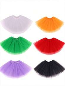 3-Layer Neon Mesh Skirt, Suitable For Parties And Performances, These Skirts Come In A 1-Piece Set, Made Of Polyester Fiber. Perfect For Teens And Adults, Ideal For Halloween, Christmas, Easter And Other Holidays. - Three-layer Tutu Skirt - View 1