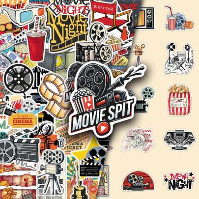 50 miếng dán phong cách graffiti phim cổ điển, hình dán hoạt hình độc đáo cho điện thoại, hành lý, đồ dùng DIY vui nhộn cho Kindle, sổ lưu niệm, laptop.