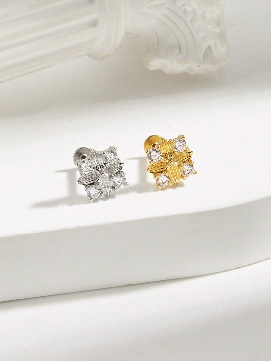 1 Pair Fashionable Minimalist Square Diamond Stud Earrings, Suitable For Daily Wear - Diamond - View 1