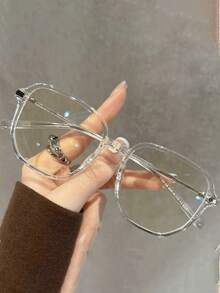 1 Pair Women's Vintage Oversized Fashion Flat Top Glasses, Suitable For Daily Wear, Party Decoration, Computer Office, Playing Computer Games - Multicolor - View 4