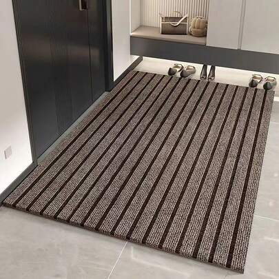 1pc Striped Rubber Non-Slip Kitchen Mat, Washable Carpet, Full Coverage, DIY Oil Absorption, For Kitchen, Hallway, Runway, Entrance, Bathroom, Outdoor Washable Anti-Slip Carpet