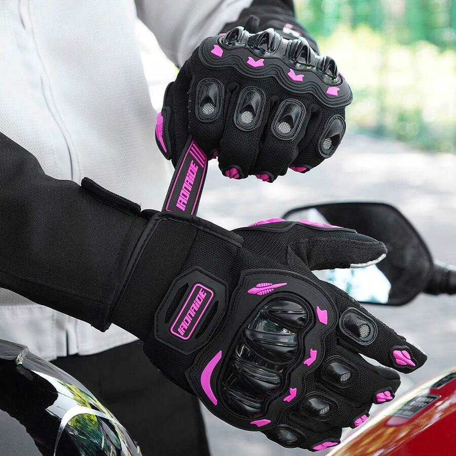 1 par de guantes de motocicleta para conducir, guantes de motocicleta de dedo completo para ciclismo, guantes de protección para carreras de motocicletas con pantalla táctil, guantes deportivos de motocross, accesorios de ciclismo, esenciales para conducir, regalos para hombres y mujeres conductores - Multicolor - Ver 1