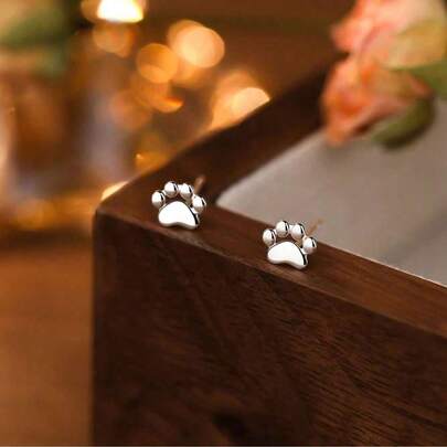 1 Đôi bông tai hình móng vuốt mèo bằng bạc Sterling S925 bóng loáng, phụ kiện trang sức độc đáo và mới lạ, thích hợp đeo hàng ngày hoặc làm quà tặng cho bạn bè, học sinh, sinh nhật.