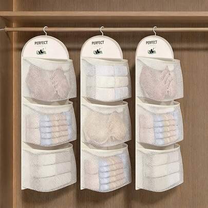 Ba kiểu giá treo quần áo. Những chiếc giá treo quần áo chắc chắn và bền bỉ này có chất liệu lưới chống rách và đường may gia cố, có thể dùng để đựng đồ lót, tất và phụ kiện. Chúng dễ lắp đặt và cực kỳ bền.
