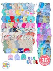 Complete 36-Piece Cotton Baby Boy Or Girl Layette Set For Newborns - hồng - Xem 1