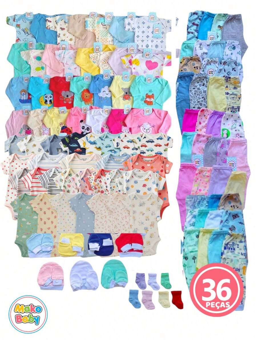 Complete 36-Piece Cotton Baby Boy Or Girl Layette Set For Newborns - hồng - Xem 1
