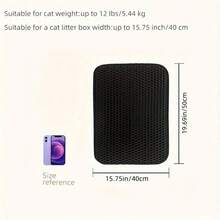 1pc Double-Layer Waterproof Cat Litter Mat, Anti-Slip Pet Toilet Pad, Cat Bathing Mat, Pet Cleaning Mat - Black - View 15