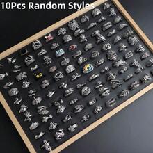 Bộ 10 chiếc nhẫn phong cách Punk Gothic cổ điển dành cho nam và nữ, hình xương thú và mắt, thích hợp cho các bữa tiệc Hip-Hop, làm quà tặng cho bạn bè và phụ kiện đeo hàng ngày. - 10 chiếc nhẫn phong cách Punk hở răng - Xem 16