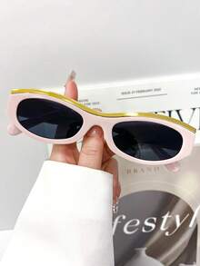 新款时尚个性小框猫眼眼镜，百搭日常复古街头风高端男女通用时尚眼镜，简约设计 - 彩色 - 查看 5