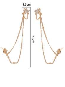 Nooxian 1 Đôi bông tai kẹp vành tai tua rua hình ngôi sao đính đá Zirconia siêu nhỏ, kiểu dáng tối giản, thời trang. - Vàng - Xem 8