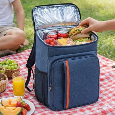 Large Capacity Insulated Lunch Backpack, Unisex, Waterproof Cooler Bag With Leak-Proof Lining, Portable Lunch Box Tote Bag Suitable For Work, Picnic, Hiking, Durable Lunch Bag With Multiple Pockets, Keeps Food Hot/Cold For Hours, Spacious Lunch Container Bag For Office, Beach And Outdoor Activities, Sturdy Insulated Bag For Meal Prep, Lightweight Lunch Backpack For Commuting, Travel And Daily Use