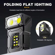 1 pieza Linterna LED COB portátil multifunción con doble fuente de luz, súper brillante para uso diario, recargable por USB tipo C, luz de camping y emergencia - Como se muestra en la imagen - Ver 7