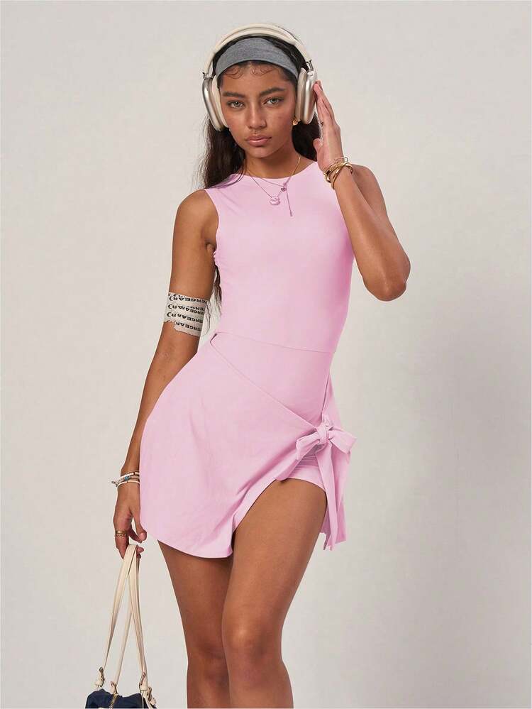 short dress with leggings How to casual, yet fun, a dress over short a captivating piece that melds comfort and elegance in a hauntingly chic silhouette PinkTip High Waist Shaping Yoga