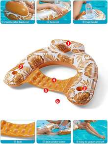 1 chiếc ghế nằm bơm hơi hình chữ U dành cho người lớn, họa tiết lá phong và chim hồng hạc, thảm nổi giải trí dưới nước đơn giản, phao bơm hơi PVC hình lá phong, ghế nổi trên nước bơm hơi có 2 giá đỡ cốc, ghế nằm thư giãn trên nước, tiệc bể bơi, vui chơi bãi biển. - Nhiều màu - Xem 6