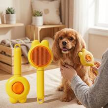 Brosse auto-nettoyante pour animaux de compagnie, brosse douce anti-perte de poils, désemmatoçage automatique, convient aux chats et aux chiens, poils en matériaux mixtes (acier inoxydable + plastique), fonctionnement manuel sans recharge, 5 couleurs au choix, brosse de toilettage anti-perte de poils - Voir 11