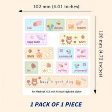 Cute Cartoon Design Keyboard Sticker For MacBook Air, Self-Adhesive PVC Decal With Playful Cat Pattern, Easy To Apply And Remove, Perfect For Personalizing Your Laptop - View 12