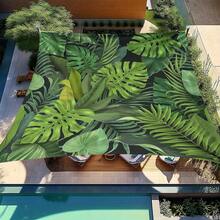 1pc Digital Printed Sun Shade Canopy, Patio Sun Shade Sail, Nature Green Plant & Floral Pattern, Fade-Resistant, Quality Polyester Fabric, Sturdy & Durable, Comes With 4 Fixing Ropes, Washable, Suitable For Outdoor, Patio, Camping, Beach - A - View 2