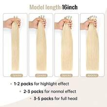 Blond Bleach Blond Färg 613 Tape In Hårförlängningar Äkta Hår 40g 20st Skin Weft Tape Fäst Sömlös Återanvändbar Strand - S613 - Visa 6